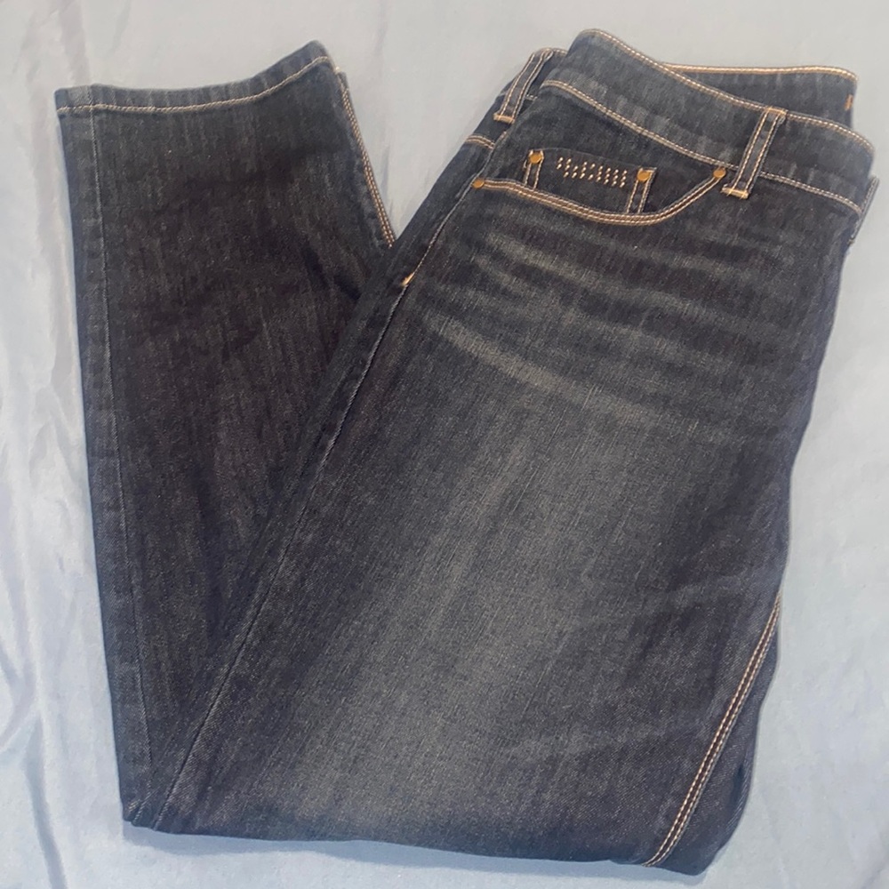 Chico’s platinum jeans size 0.5 regular(6reg) dark blue 5 pocket jeans